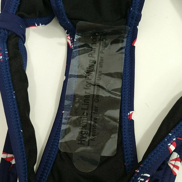 Navy Blue Red Swim Bikini Bottom  Size L Beach - Picture 7 of 7